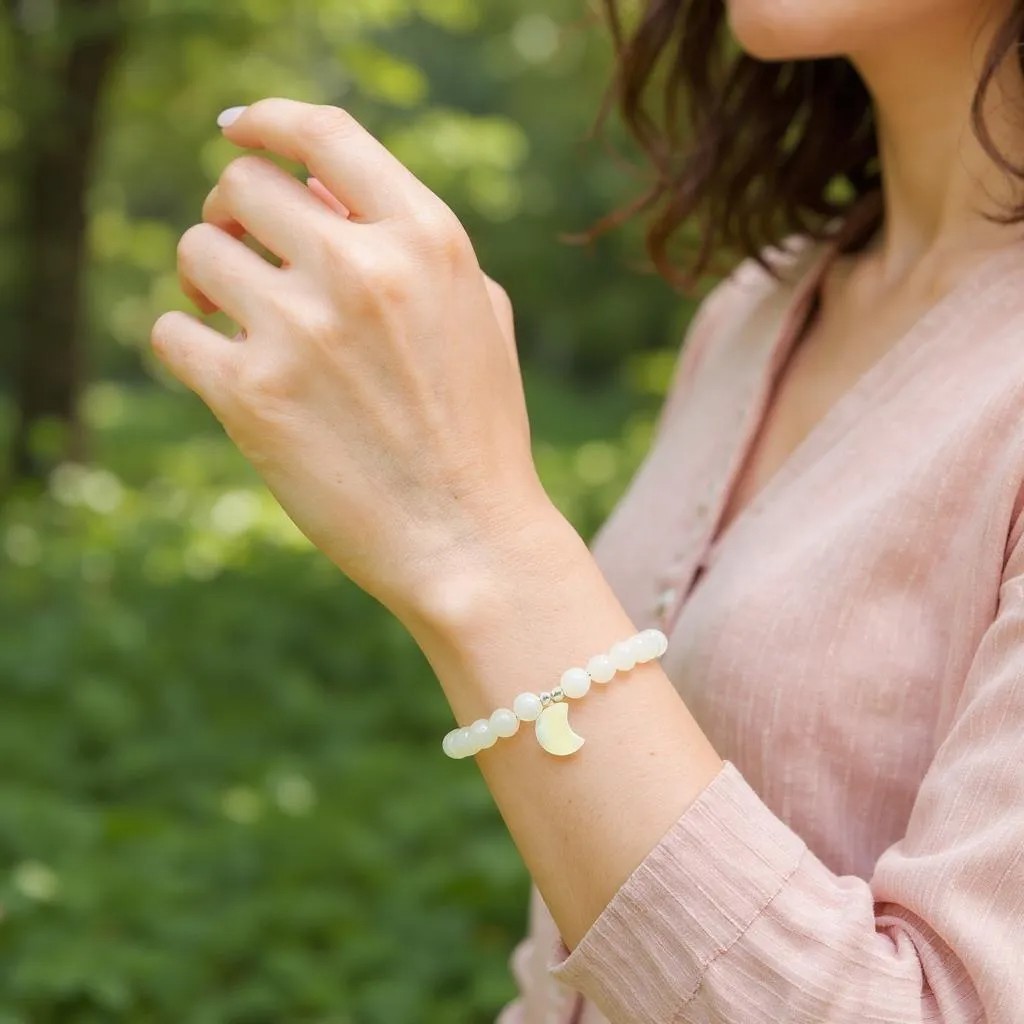 Mondstein Perlenarmband mit Perlmutt Mond